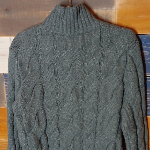 GAP Gray Cable Knit Cardigan Sweater M - Picture 5 of 7